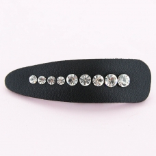 Faux Leather Rhinestone Water Drop Snap Clip