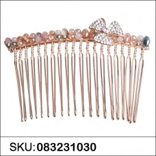 Crystal Flower & Row Beaded Hair Comb