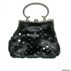 Faux Fur Sequin Embroidery Clutch