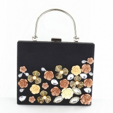 Box Clutch With Relief English Roses & Crystal