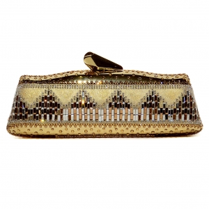 Relief Crystal & lace-Embellished Clutch