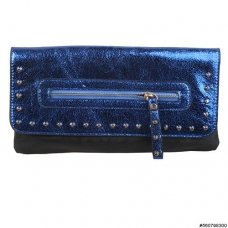 Faux Leather Studded Metallic Clutch