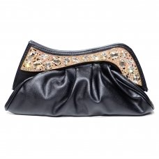 Sparkling Crystal Texture Faux Leather Clutch