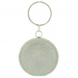 Ring Crystal Embellished Circle Clutch
