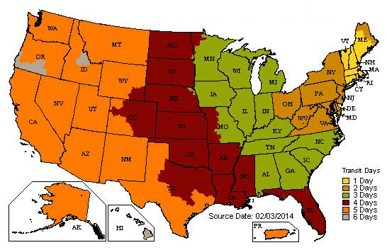 UPS Ground Transit Map UPS Ground Transit Map